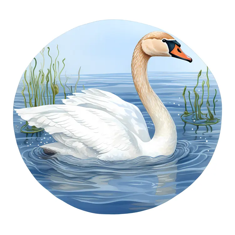 Swan in a Serene Lake