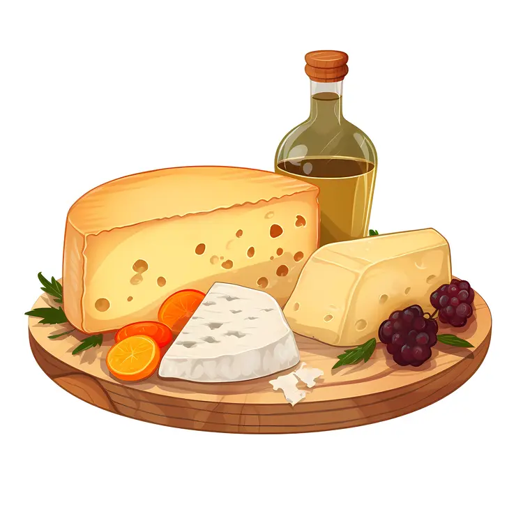 Cheese Platter with Grapes and Oranges