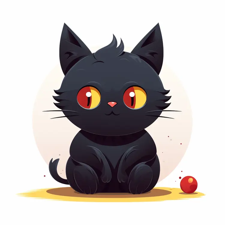 Cute Black Cat with Red Eyes