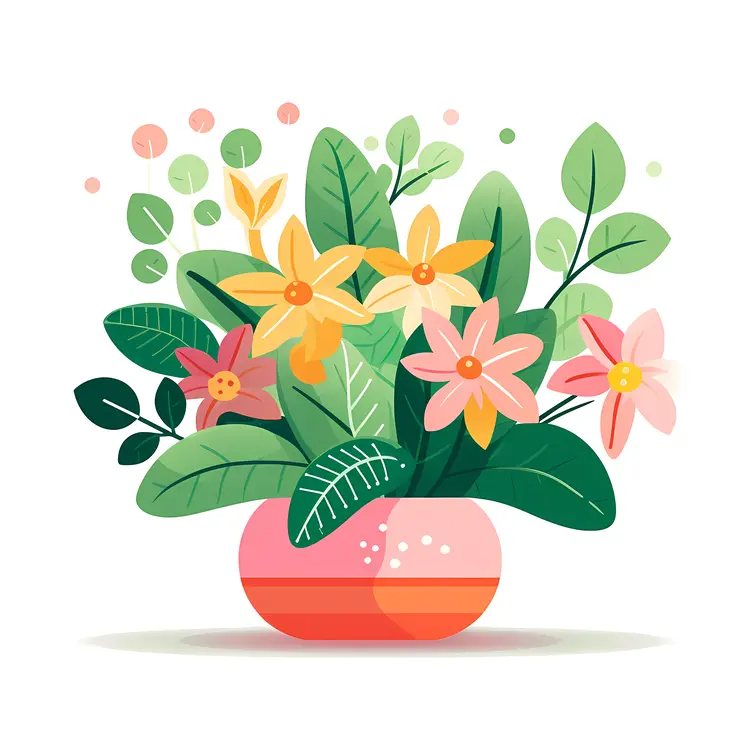 Beautiful Flower Pot with Colorful Blooms