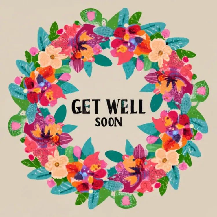 Get Well Soon Card with Colorful Flowers