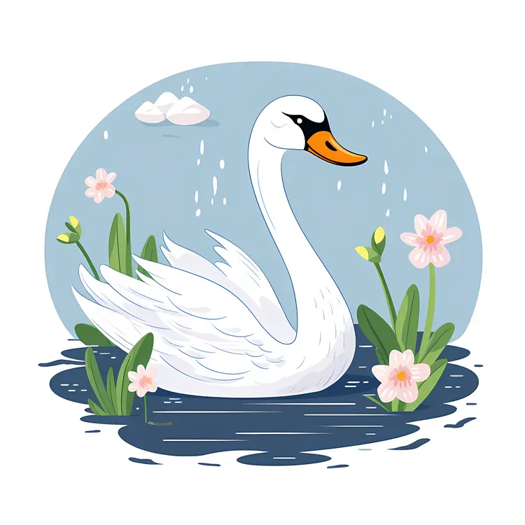 Elegant White Swan in a Serene Pond