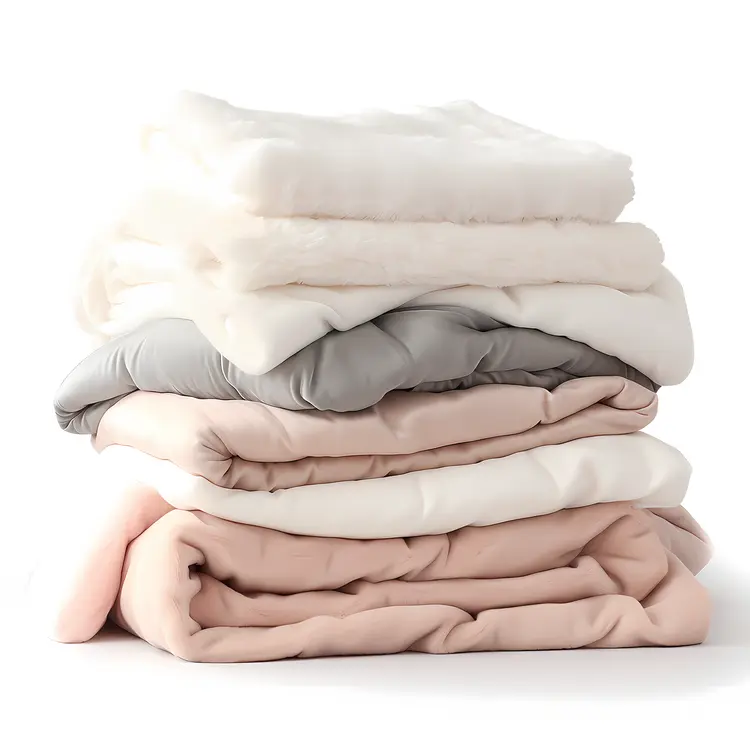 Stack of Cozy Blankets in Pastel Tones
