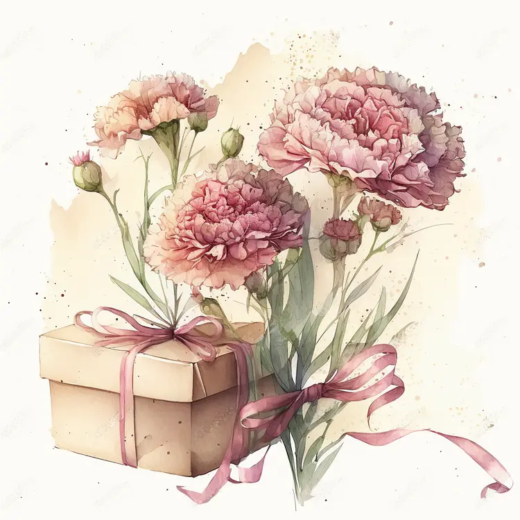 Beautiful Carnations with Gift Box for Mother's Day