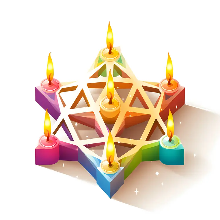Colorful Star with Candles
