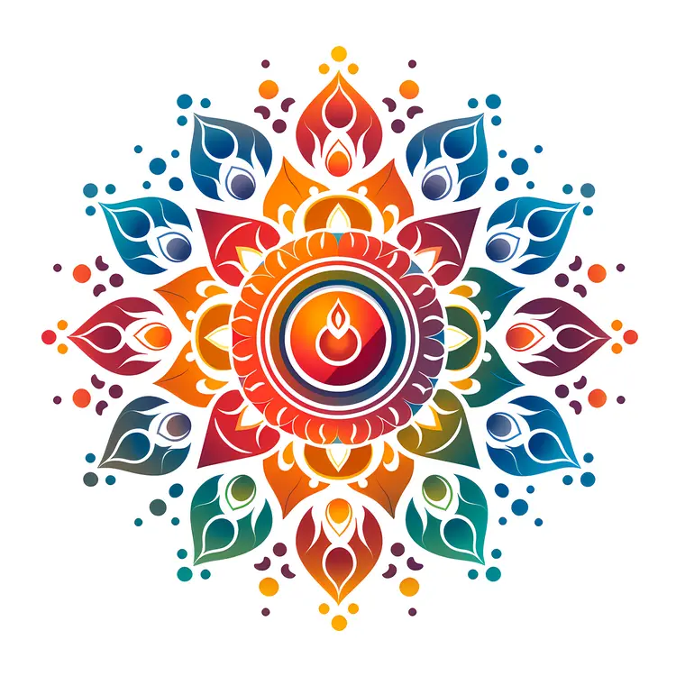 Colorful Floral Mandala with Candle