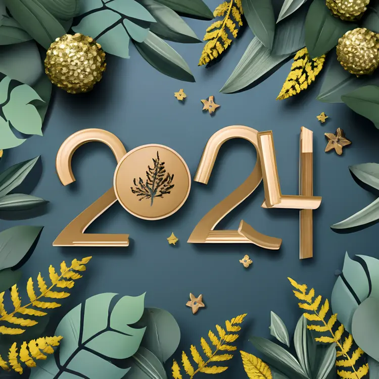 2024 New Year Celebration with Gold Decorations