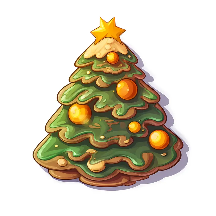 Green Christmas Tree Cookie with Star