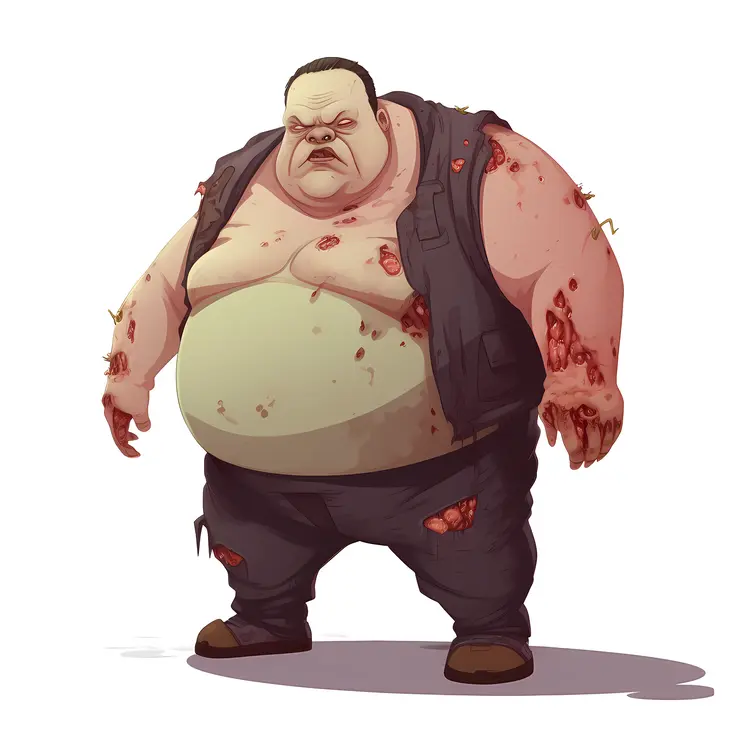 Fat Zombie Cartoon Character Illustration
