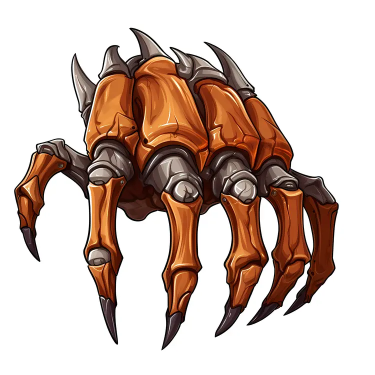 Mechanical Claw in Orange and Metal