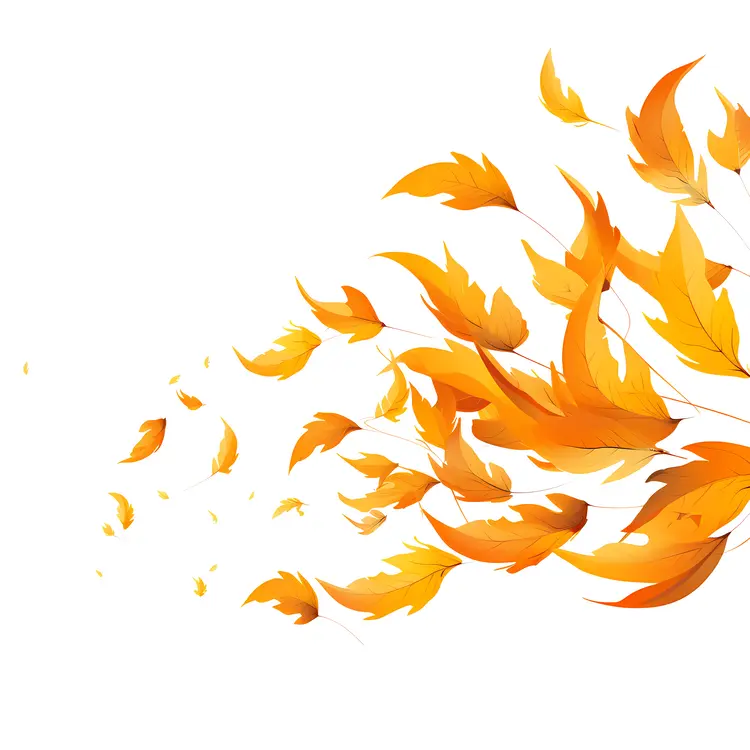 Golden Autumn Leaves in the Breeze