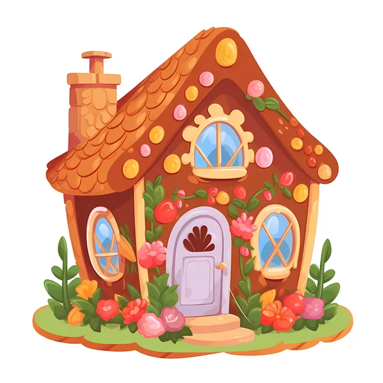 Flower Decorated Gingerbread House