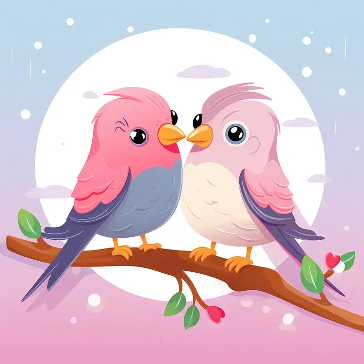Cute Love Birds on a Branch