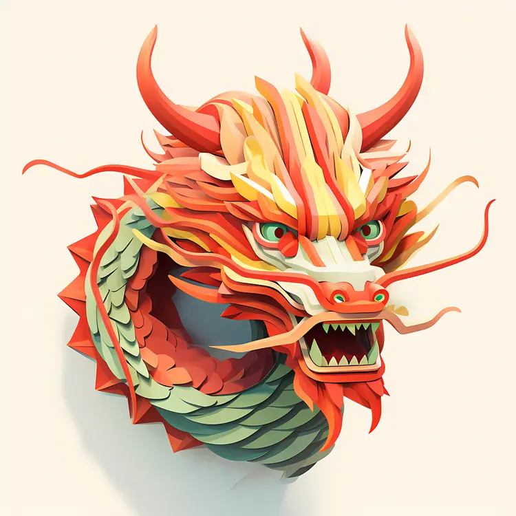 Colorful Dragon Head Illustration