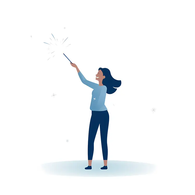 Minimalist Illustration of Woman with Sparkler