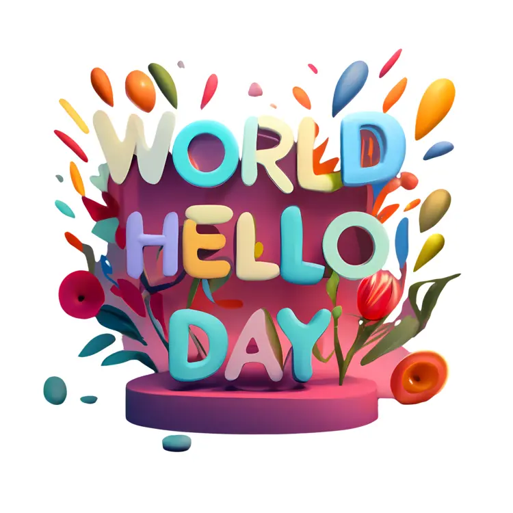 World Hello Day Text with Floral Design