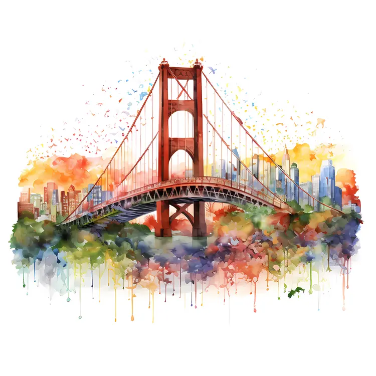 Golden Gate Bridge in Watercolor