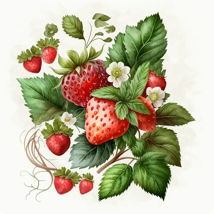 Beautiful Strawberry Plant Illustration