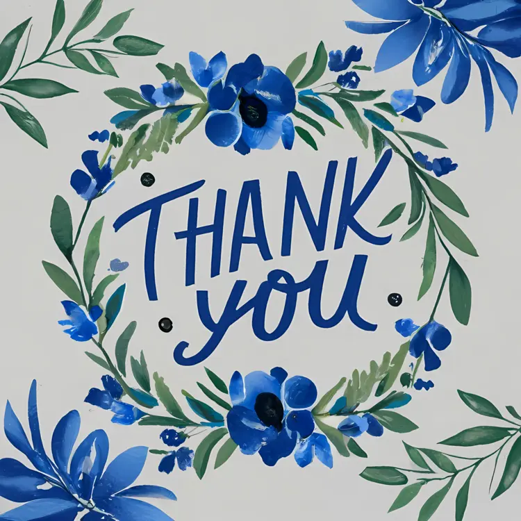 Thank You with Blue Flowers