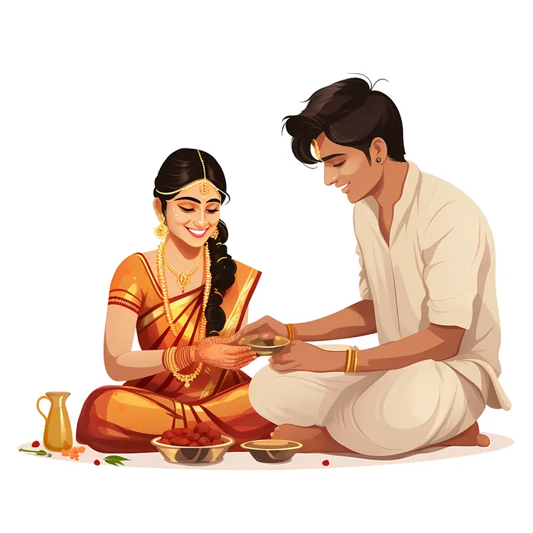 Traditional Indian Couple Engaged in Ceremony