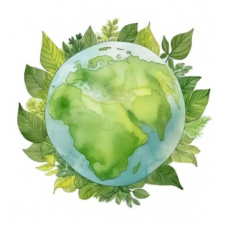 Green Earth with Leaves