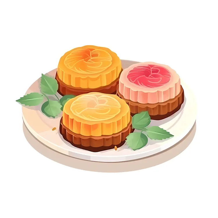 Assorted Mooncakes on a Plate