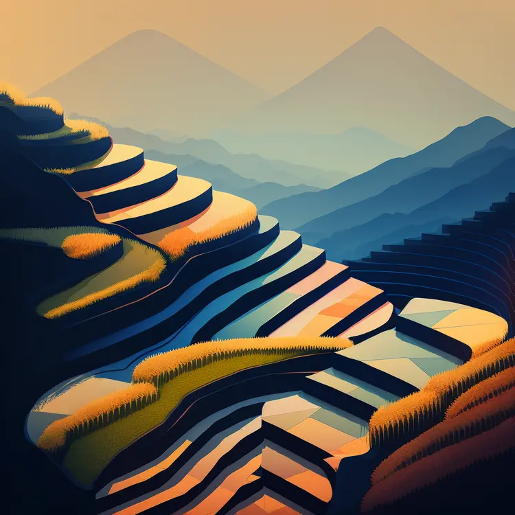 Beautiful Terraced Fields in a Mountainous Landscape