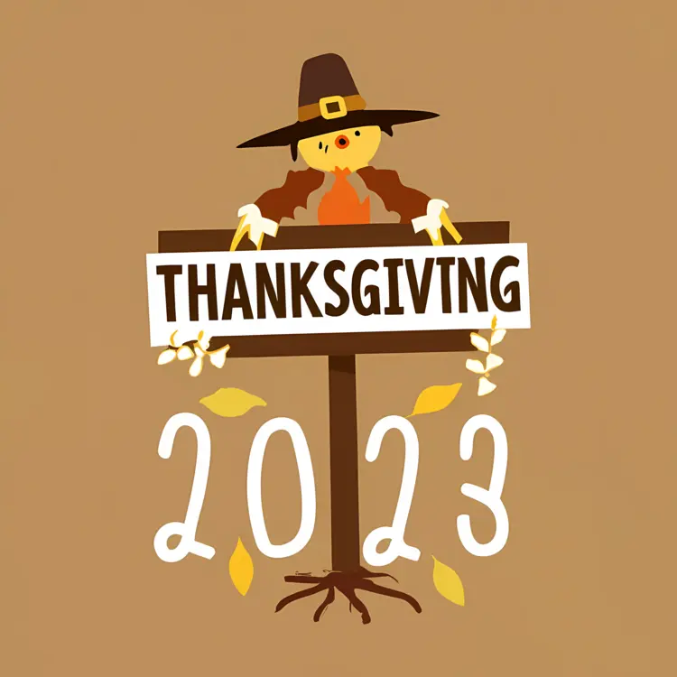 Thanksgiving 2023 with Scarecrow and Sign