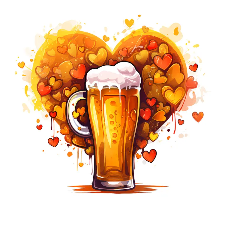 Beer Mug with Heart Background