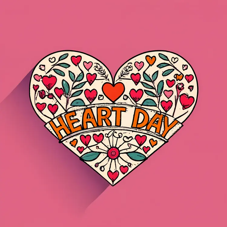 Heart Day Floral Heart Illustration