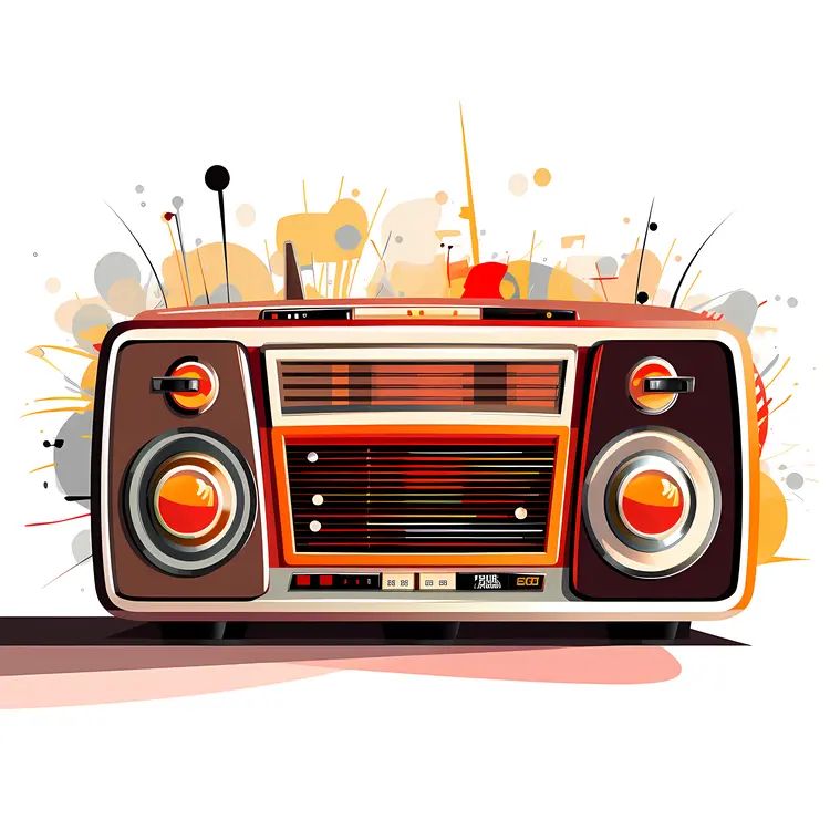 Retro Radio with Colorful Background