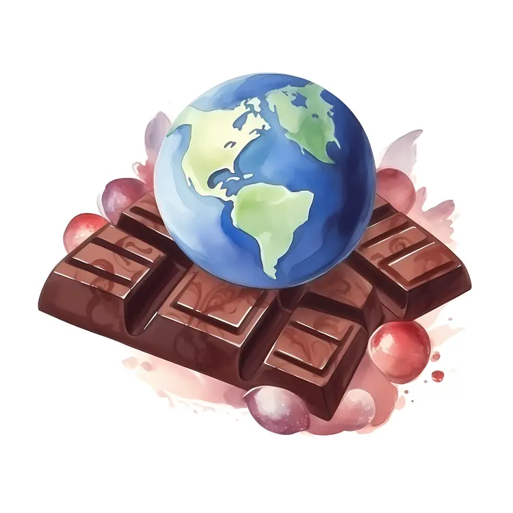 Chocolate Bar and Globe Illustration