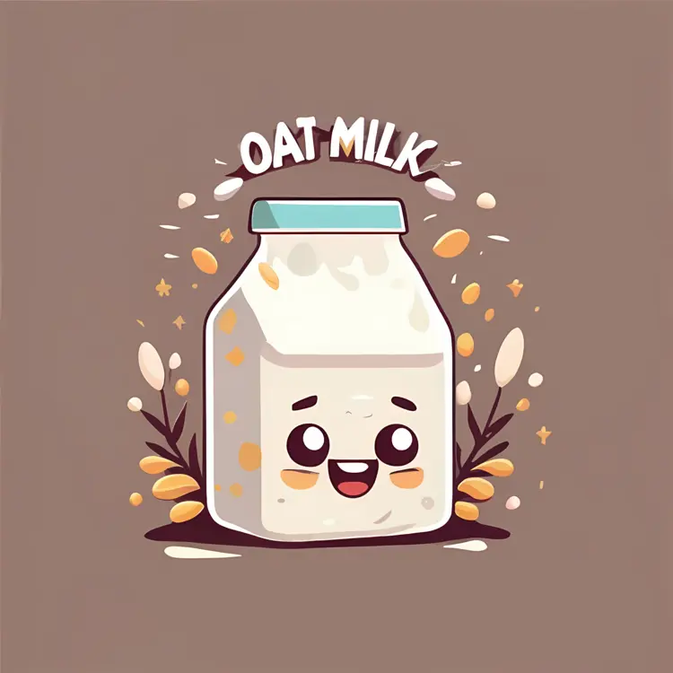 Cartoon Oat Milk with Leaves