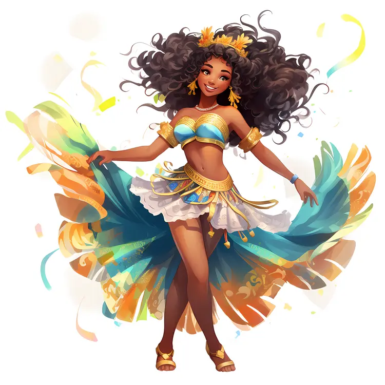 Vibrant Carnival Dancer Illustration