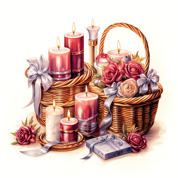 Candle and Flower Basket for Relaxation