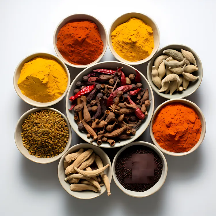 Assorted Spices in Bowls