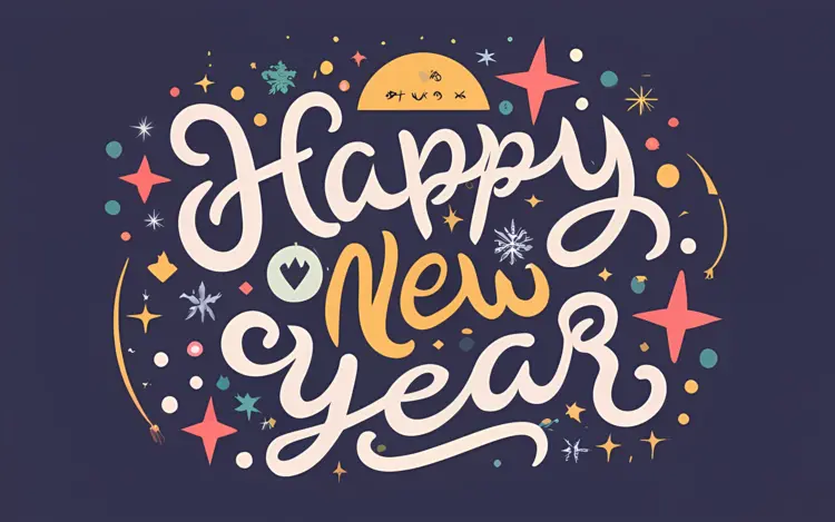 Festive Happy New Year Card with Stars