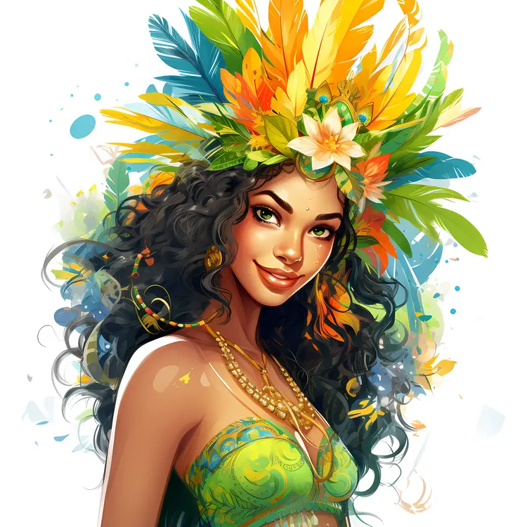 Floral Feathered Carnival Dancer