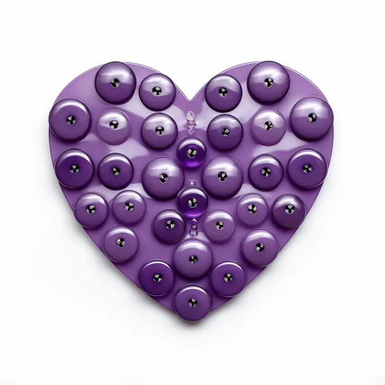 Purple Heart with Buttons for Valentine's Day Craft