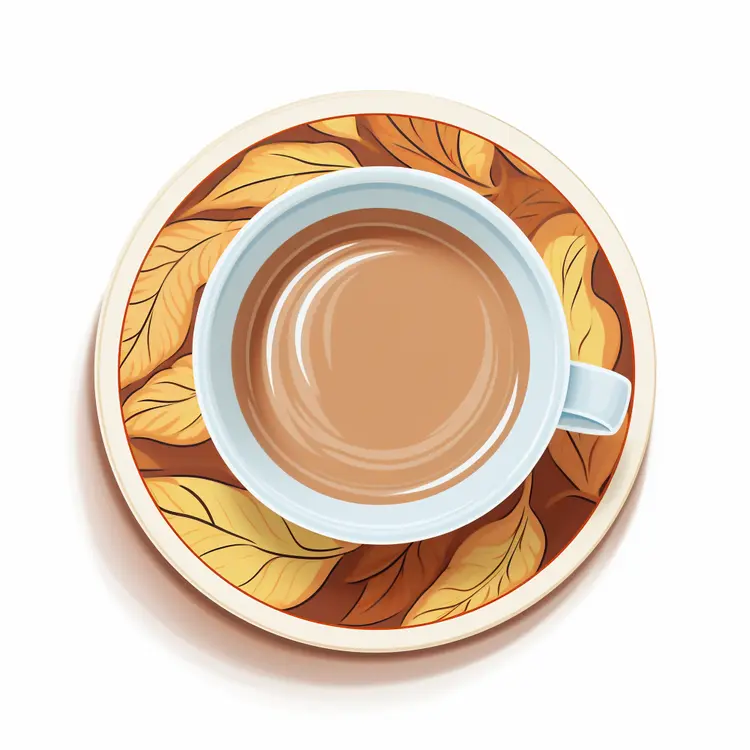 Beautiful Cup of Coffee with Leaf Pattern Saucer