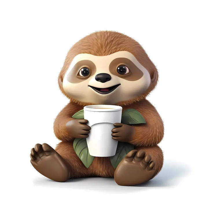 Cute Sloth Holding a Cup