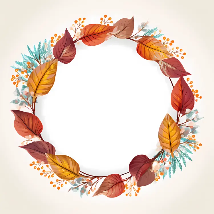 Autumn Wreath with Leaves and Berries