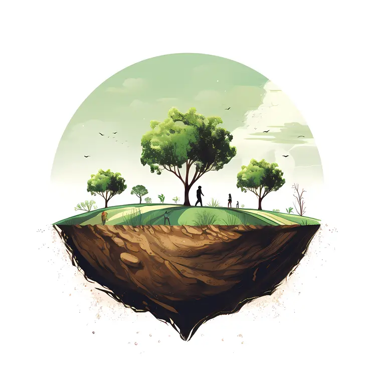Floating Island with Trees and Soil