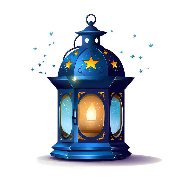 Blue Lantern with Star Decorations