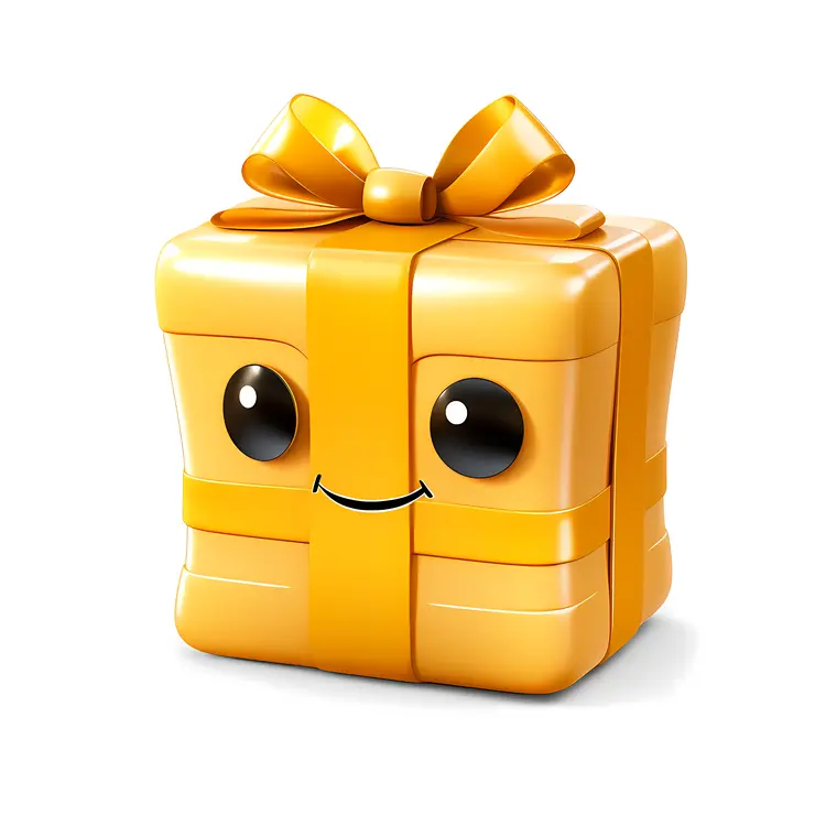 Yellow Smiling Gift Box with Eyes