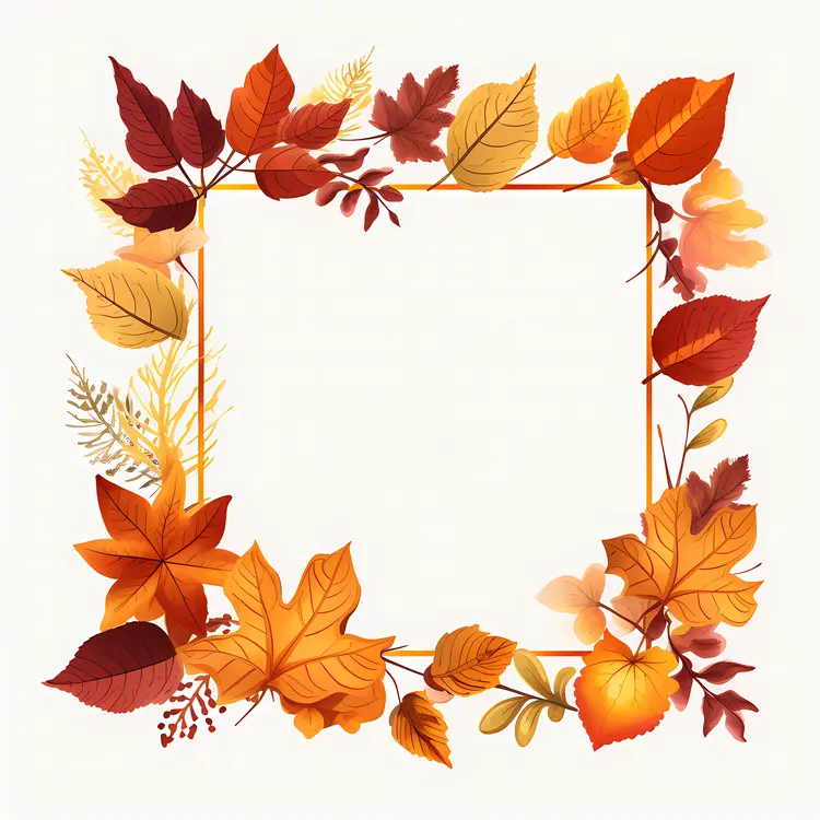 Minimalist Autumn Leaves Frame Design