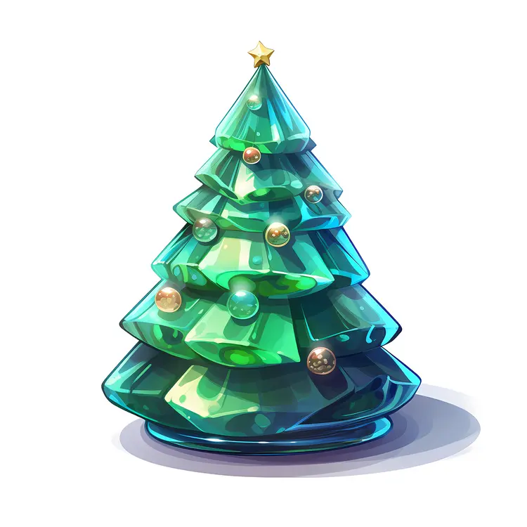 Green Crystal Christmas Tree with Gold Star