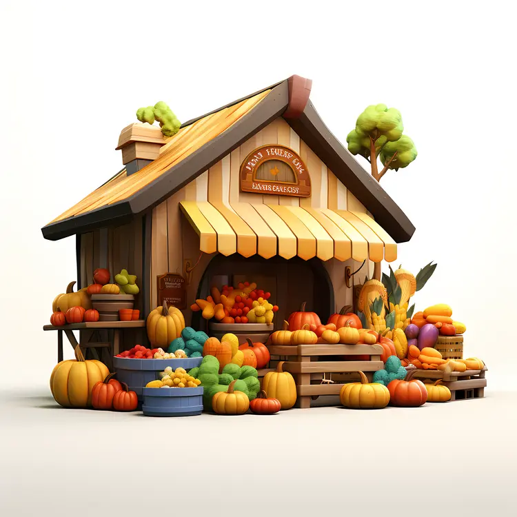 Farm Produce Stand with Pumpkins