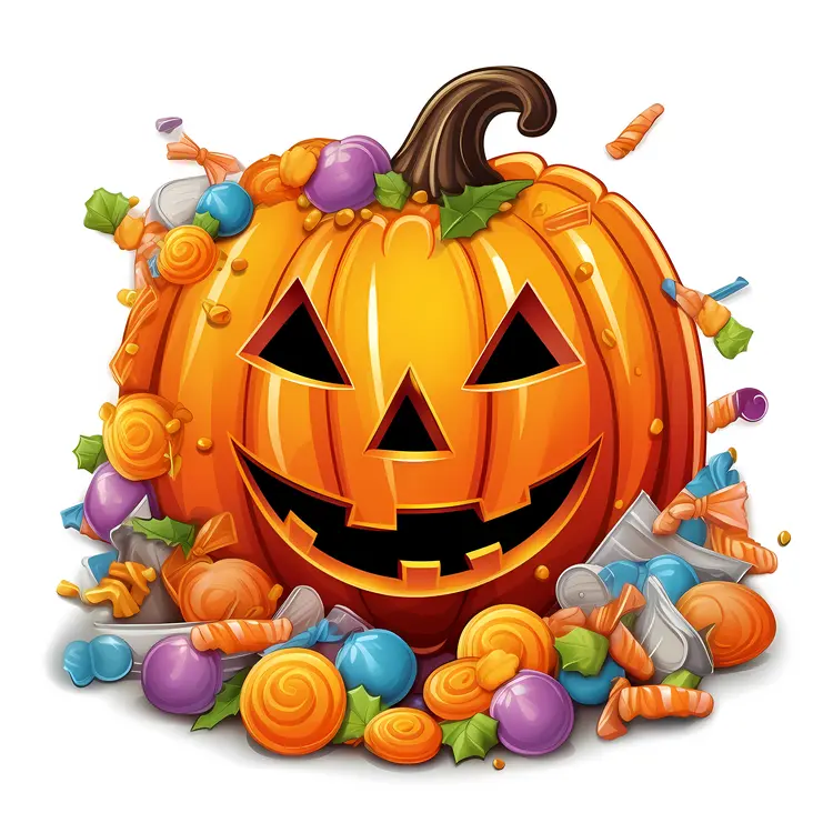 Smiling Pumpkin with Halloween Candy