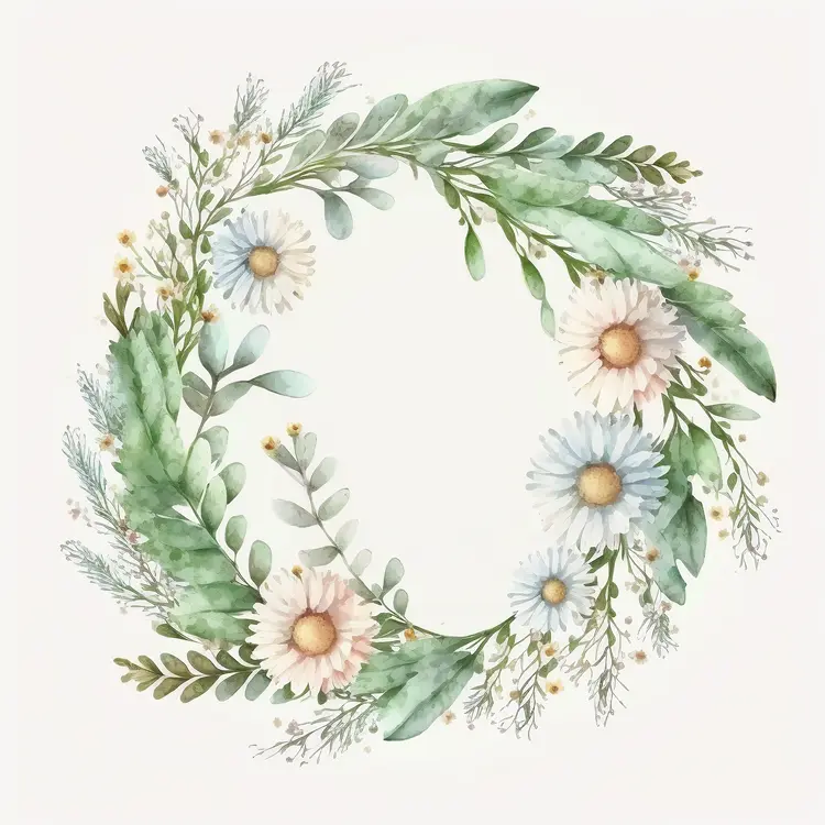 Beautiful Floral Wreath with Greenery and Flowers